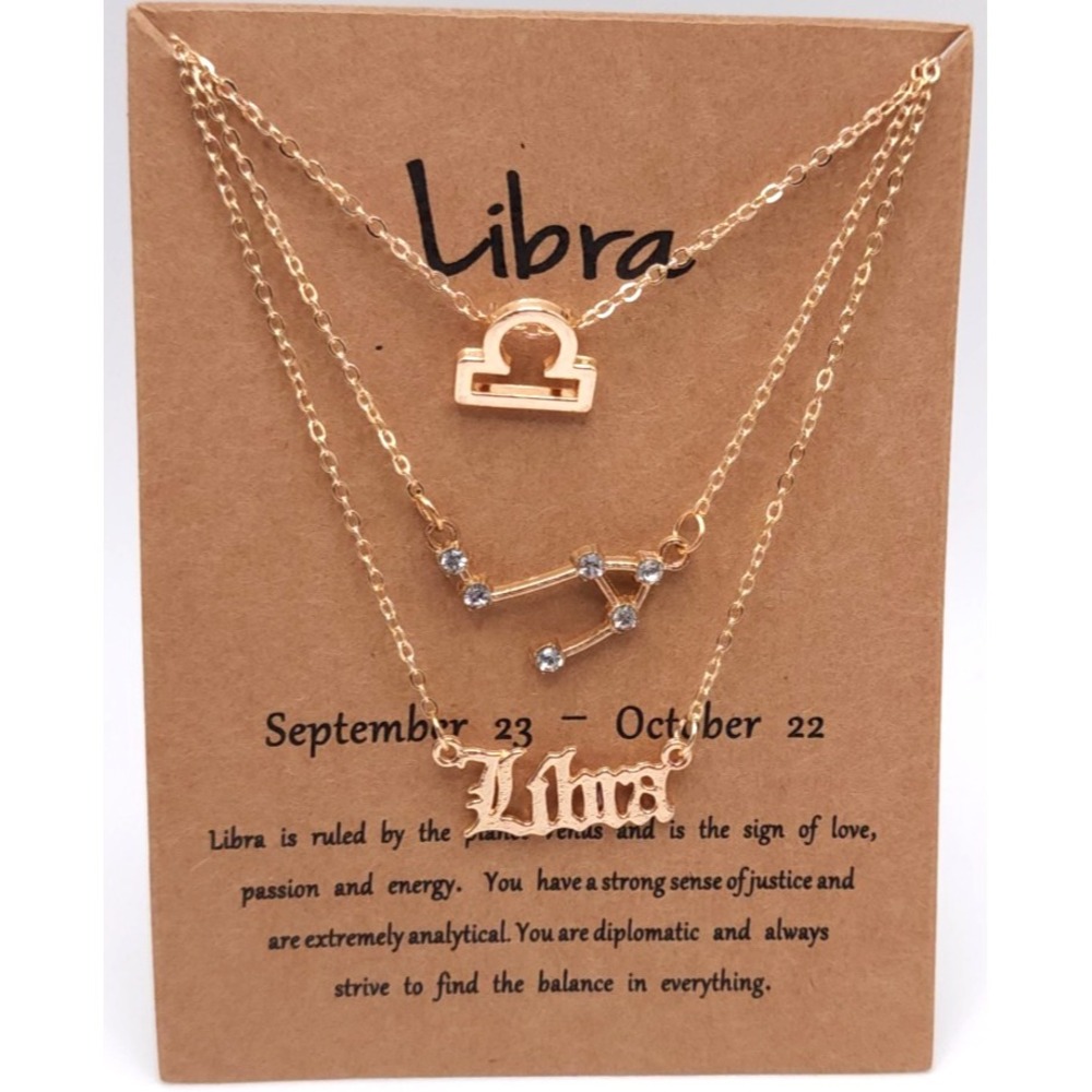 Libra Zodiac Layered Necklace Set 16-18in